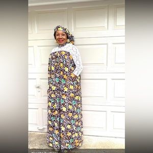 WOMEN AFRICAN PRINT LONG SLEEVE MAXI DRESS